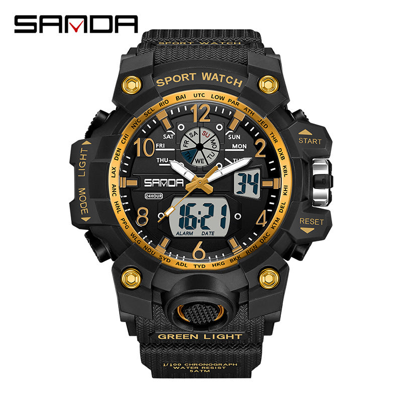 Reloj Deportivo Digital Multifunción Sanda – Alarma Luminoso Resistente al Agua 50M Unisex