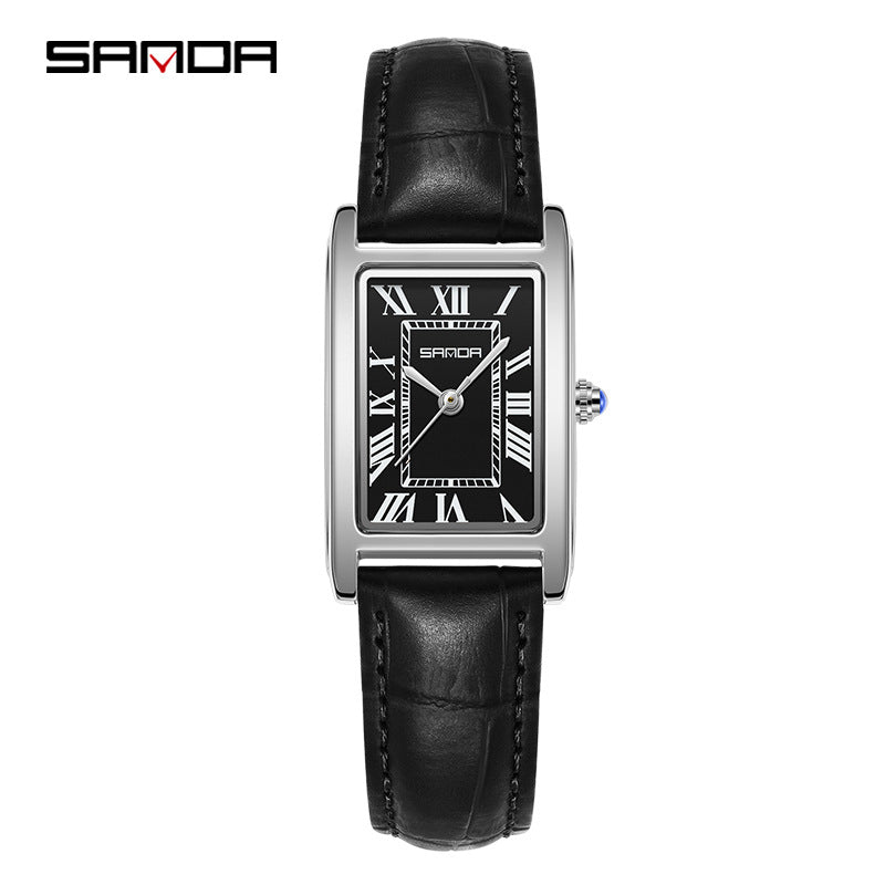 Reloj de Pareja Vintage Cuadrado – Cuarzo Elegante Unisex con Números Romanos