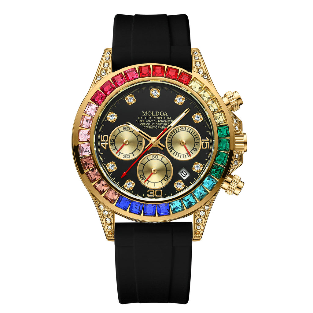 Reloj de Cuarzo Hombre Tres Sub-Esferas – Multifunción Calendario Correa Acero o Silicona