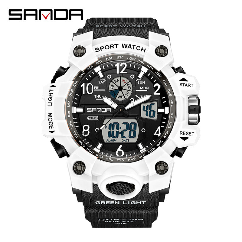 Reloj Deportivo Digital Multifunción Sanda – Alarma Luminoso Resistente al Agua 50M Unisex