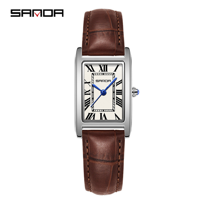 Reloj de Pareja Vintage Cuadrado – Cuarzo Elegante Unisex con Números Romanos