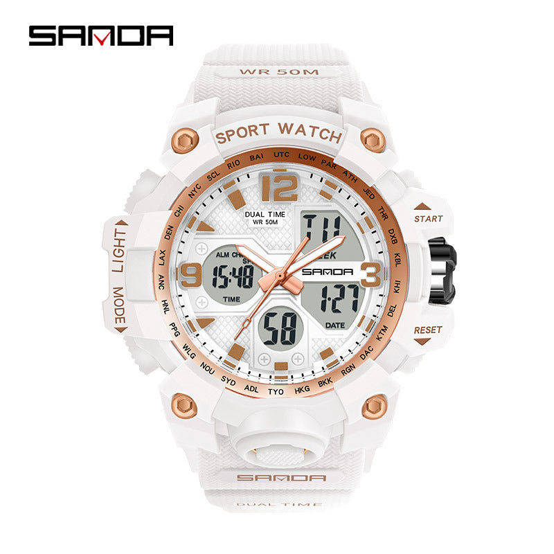 Reloj Deportivo Digital Multifunción Sanda – Alarma Luminoso Resistente al Agua 50M Unisex