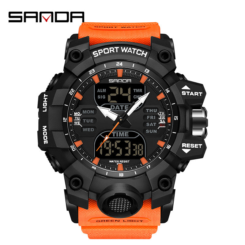 Reloj Deportivo Digital Multifunción Sanda – Alarma Luminoso Resistente al Agua 50M Unisex