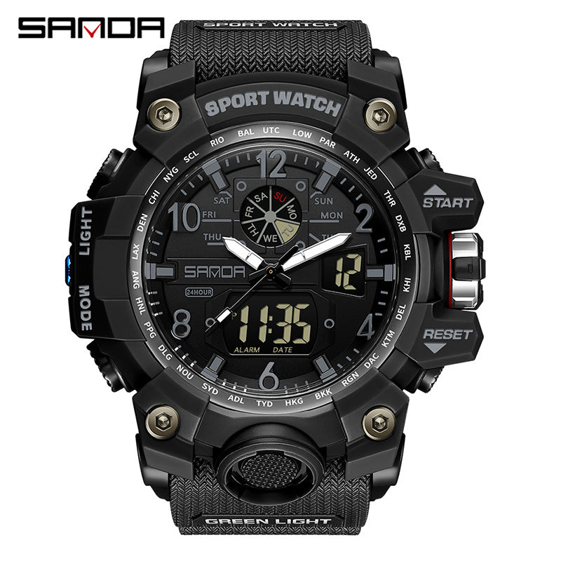 Reloj Deportivo Digital Multifunción Sanda – Alarma Luminoso Resistente al Agua 50M Unisex