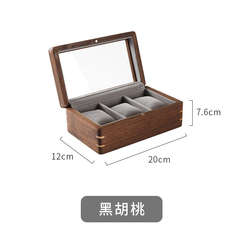 Caja Expositor de Relojes en Madera Maciza – Nogal Negro o Cerezo Americano con Tapa Skylight