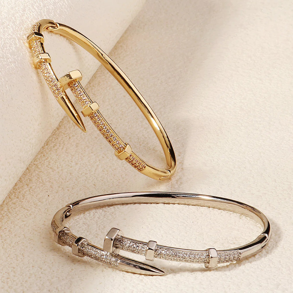 Open Copper & Zirconia Bracelet for Women – Handcrafted Daily Fashion Jewelry