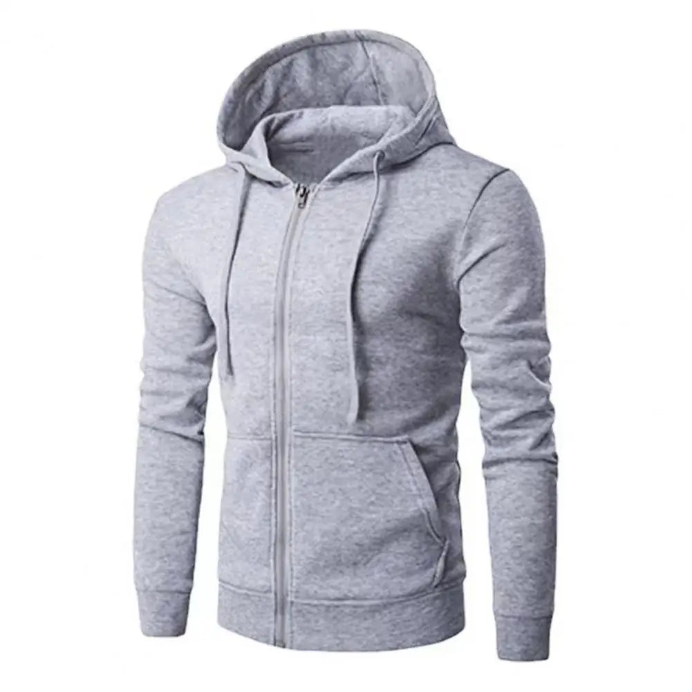 Sudadera Hombre Capucha Cremallera Slim Fit – Casual Otoño Invierno, Colores Sólidos