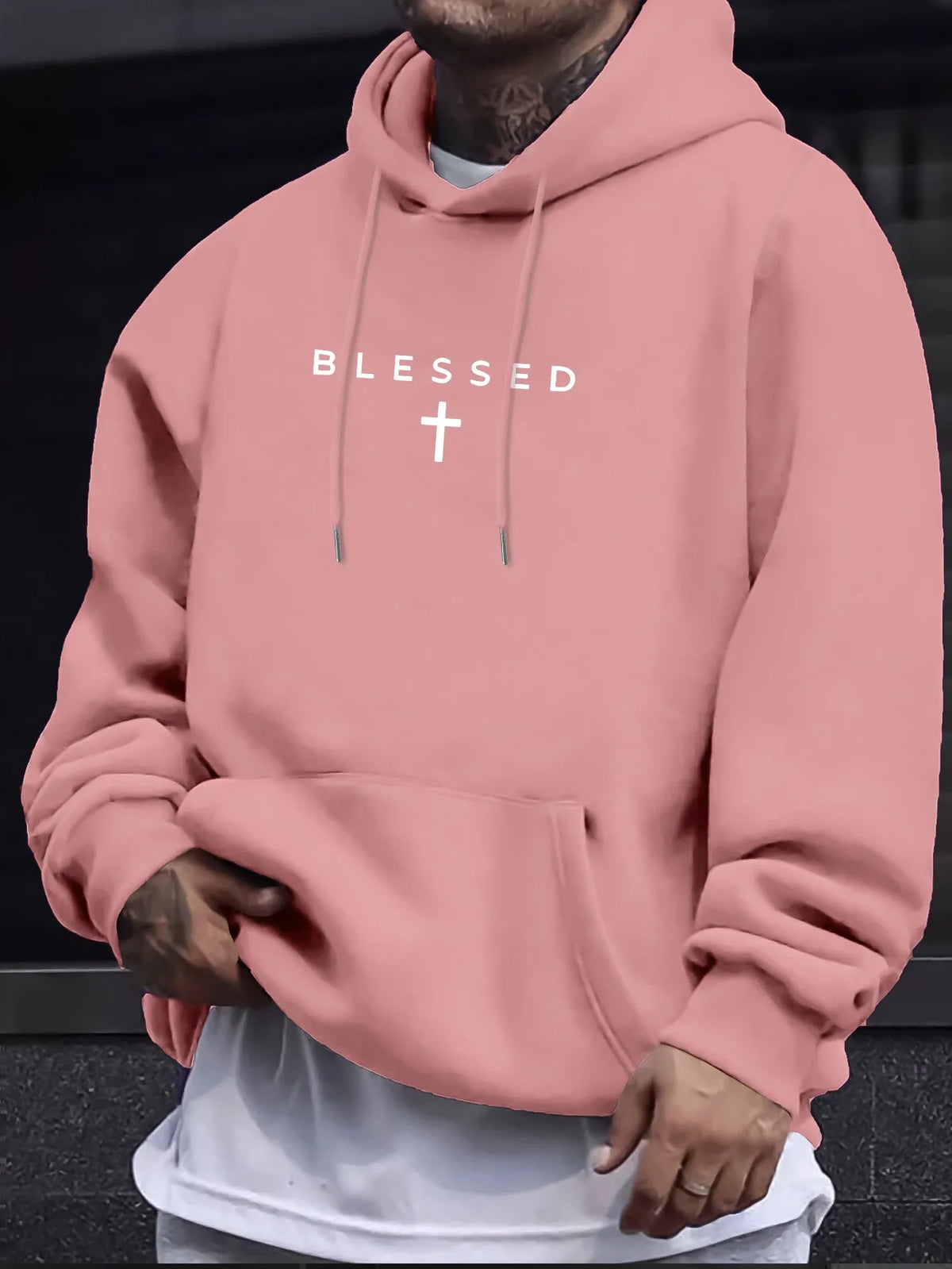 Sudadera con Capucha y Diseño Cruz Geométrico – Estilo Casual Primavera-Otoño