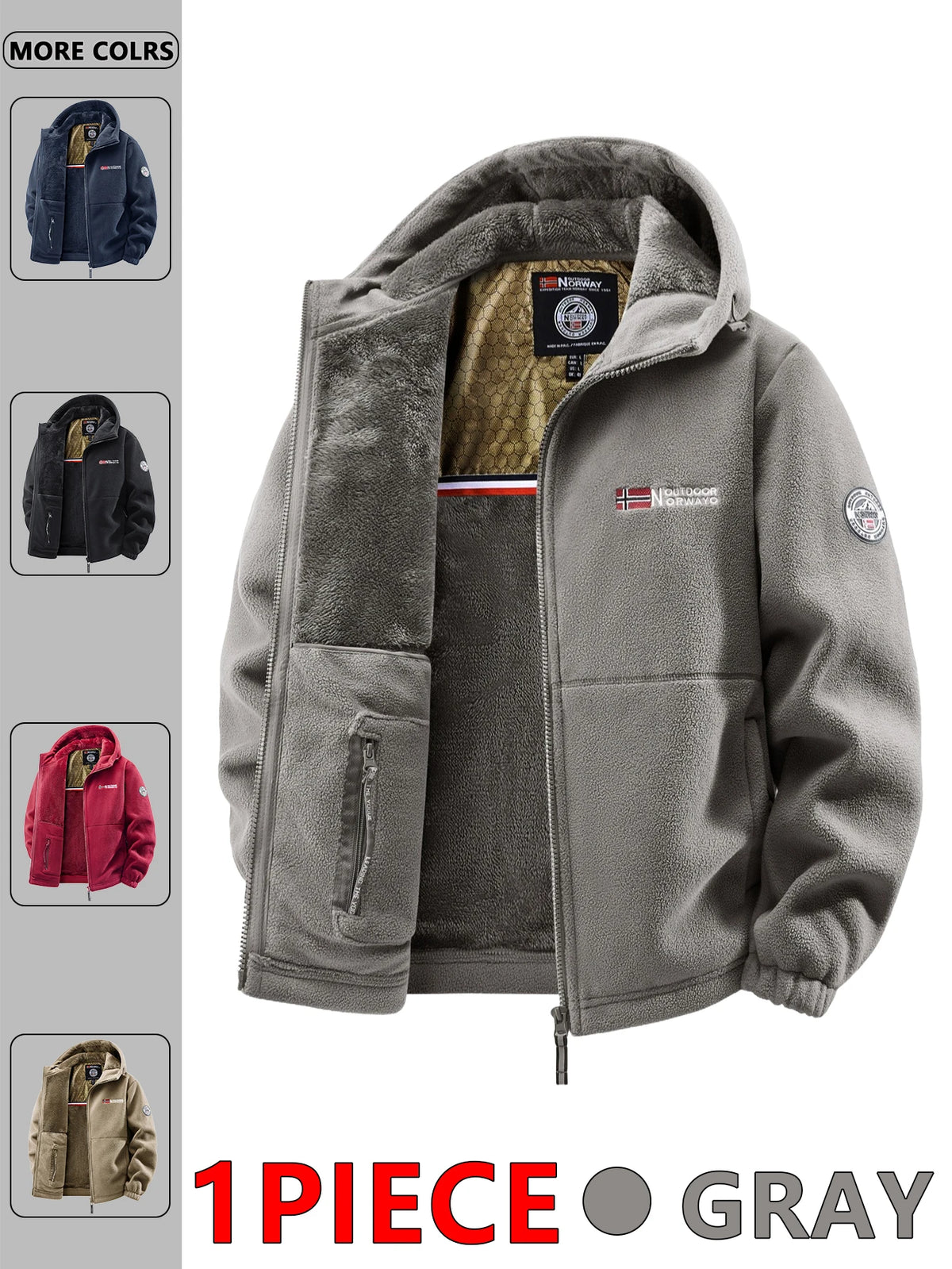 Men's Quilted Hooded Jacket – Casual Streetwear Fall Winter, Solid Colors