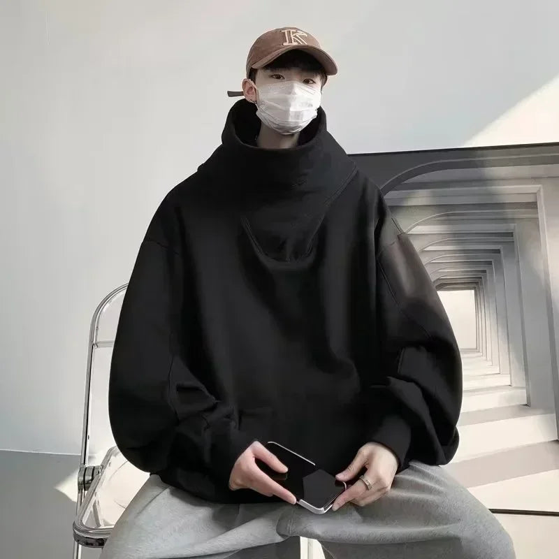 Men's Y2K Oversized Ninja Turtle Turtleneck Hoodie – Vintage Fleece Japanese Hip Hop Streetwear Autumn