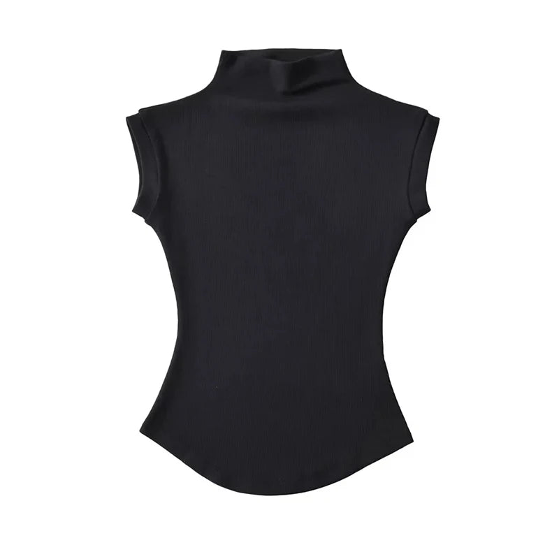 Top Sin Mangas Cuello Alto Slim Fit Mujer – Estilo Streetwear Verano