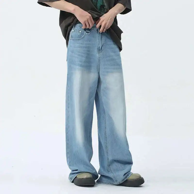 Vaqueros Hombre Camuflaje Pierna Ancha – Denim Casual Vintage Lavado, Talla XS-XL