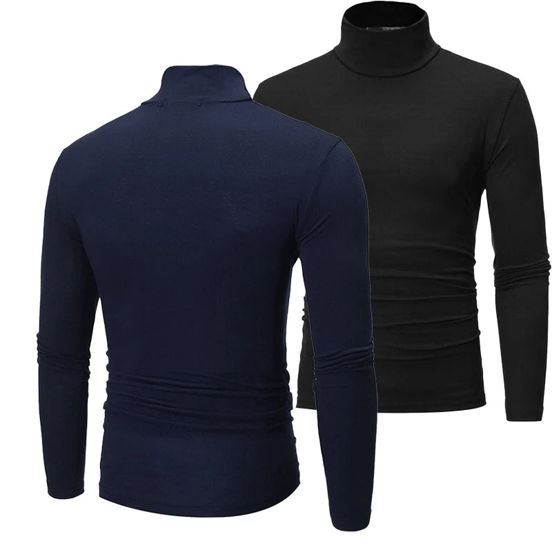 Men's Slim Fit Long Sleeve Turtleneck T-Shirt – Casual Thermal Autumn Winter