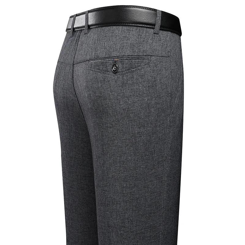 Pantalón Hombre Traje Recto Formal – Elástico Negro Gris Oficina Primavera Otoño