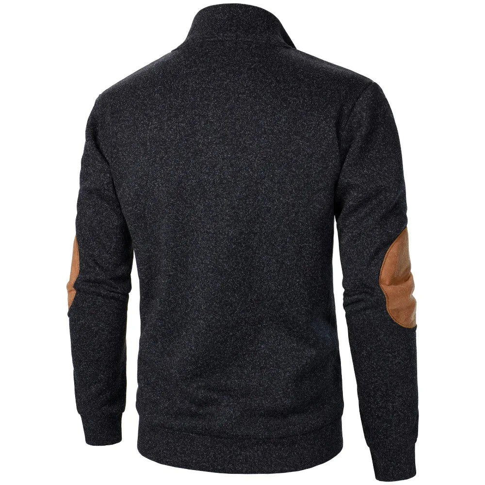 Sudadera Hombre Patchwork Contraste Cuello Mao – Hoodie Vintage Pull Otoño Invierno