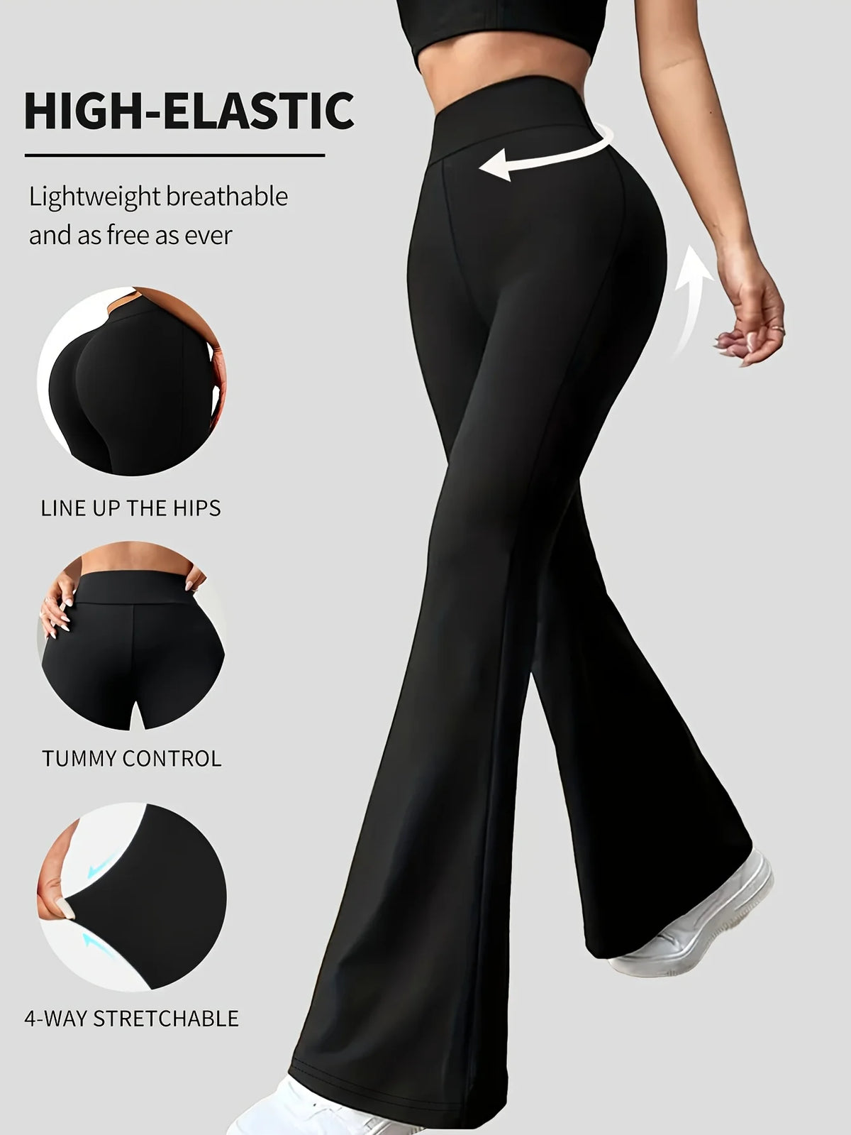 Pantalones Acampanados Cintura Alta Mujer – Control Abdomen, Realza Figura