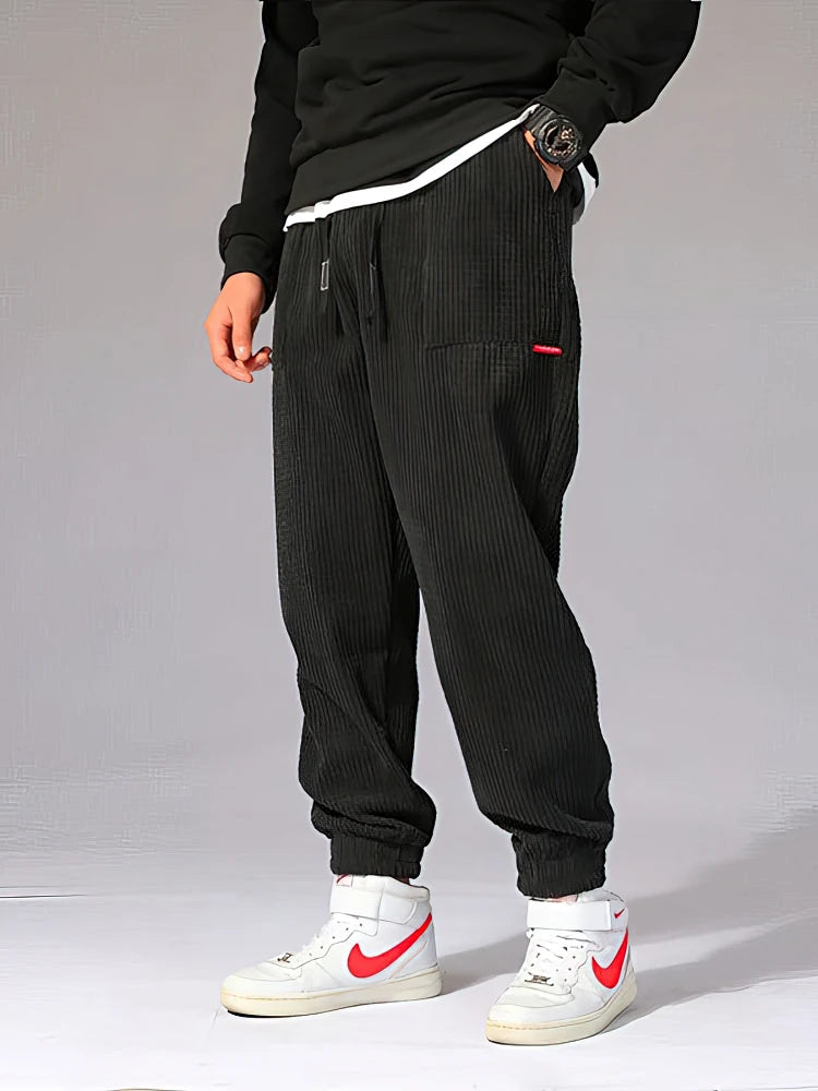Pantalón Hombre Pana Harem Térmico – Streetwear Moto Jogger Otoño Invierno, Talla S-XXXL
