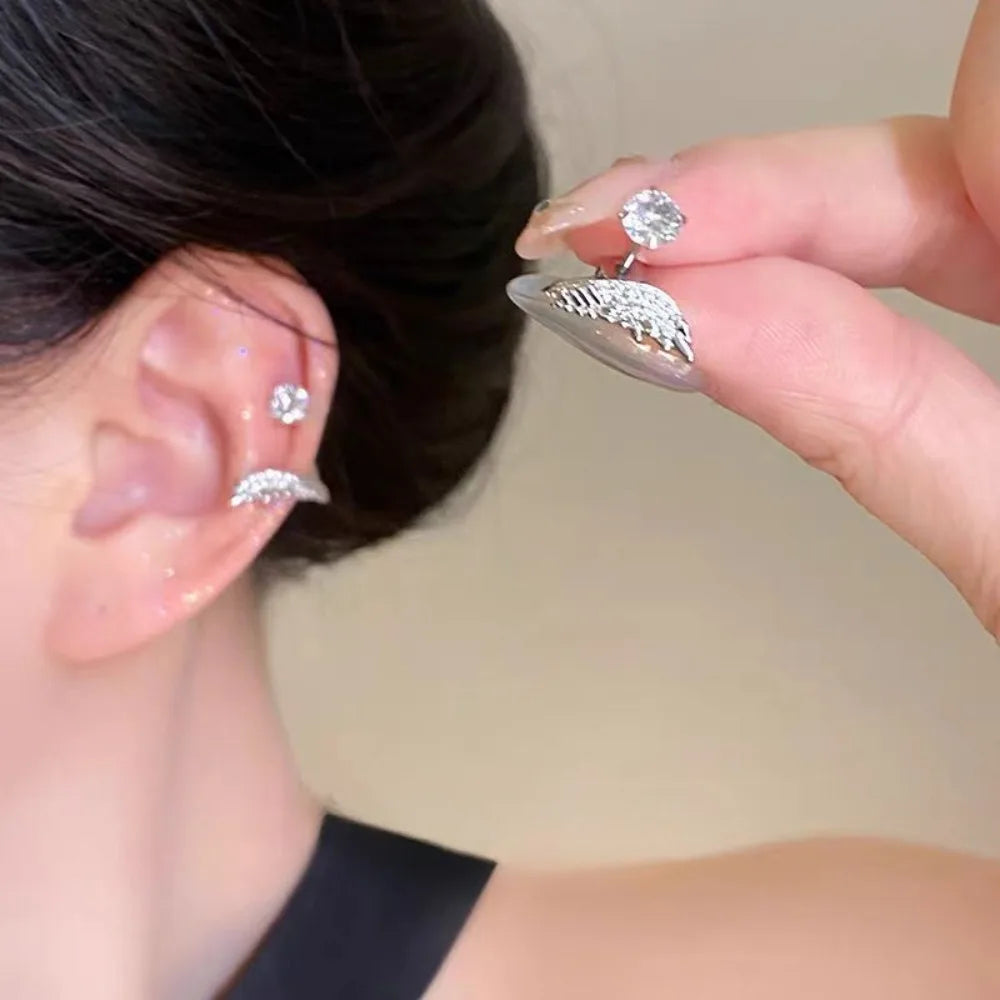 Pendientes Alas de Ángel con Zirconia – Acero Inoxidable Estilo Coreano Y2K