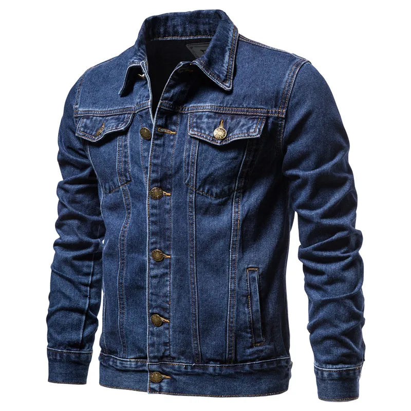 Men's Vintage Motorcycle Denim Jacket 2025 Slim Fit – Fashion Denim Black Blue Autumn