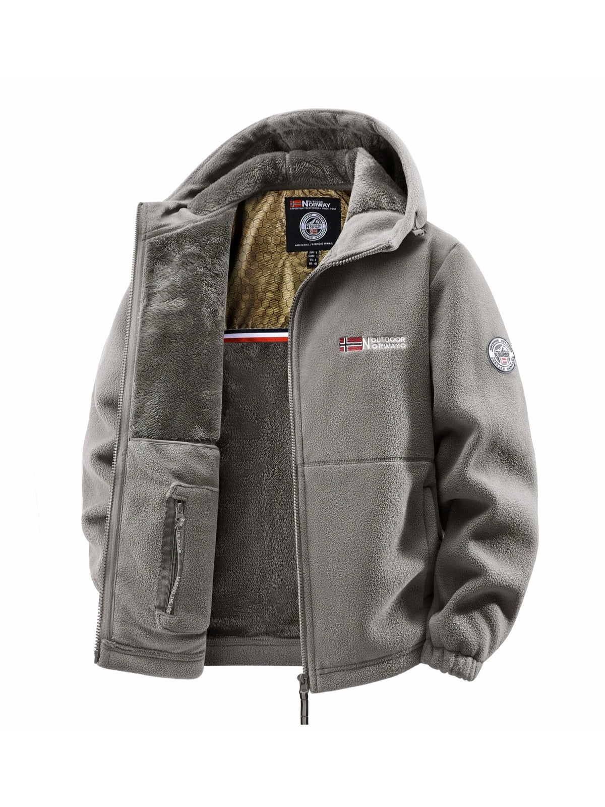 Men's Quilted Hooded Jacket – Casual Streetwear Fall Winter, Solid Colors