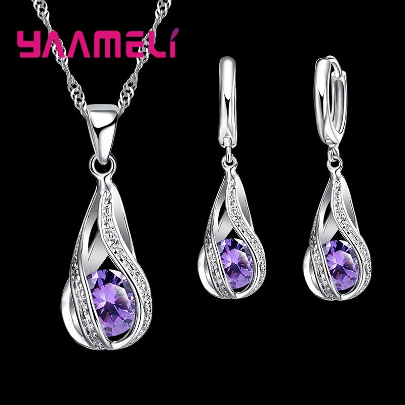 Set Collar & Pendientes Plata 925 con Zirconia – Joya Boda & Fiesta, Regalo