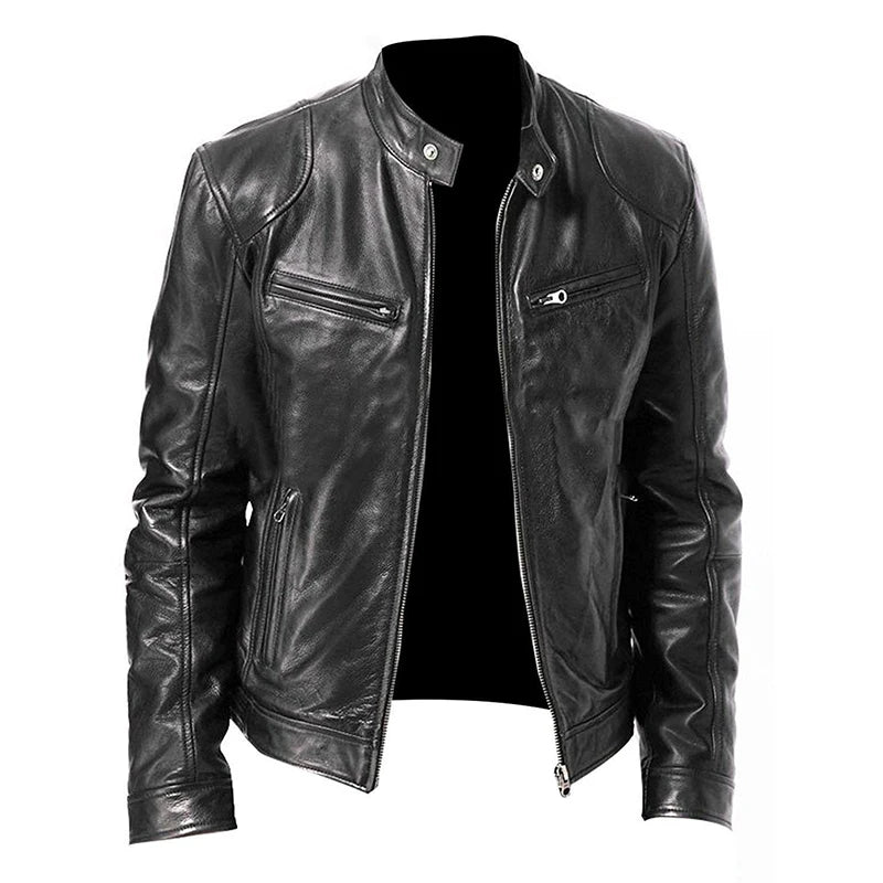 Men's Faux Leather Slim Fit Motorcycle Jacket 2024 – Casual Autumn Fashion Windbreaker Jacket