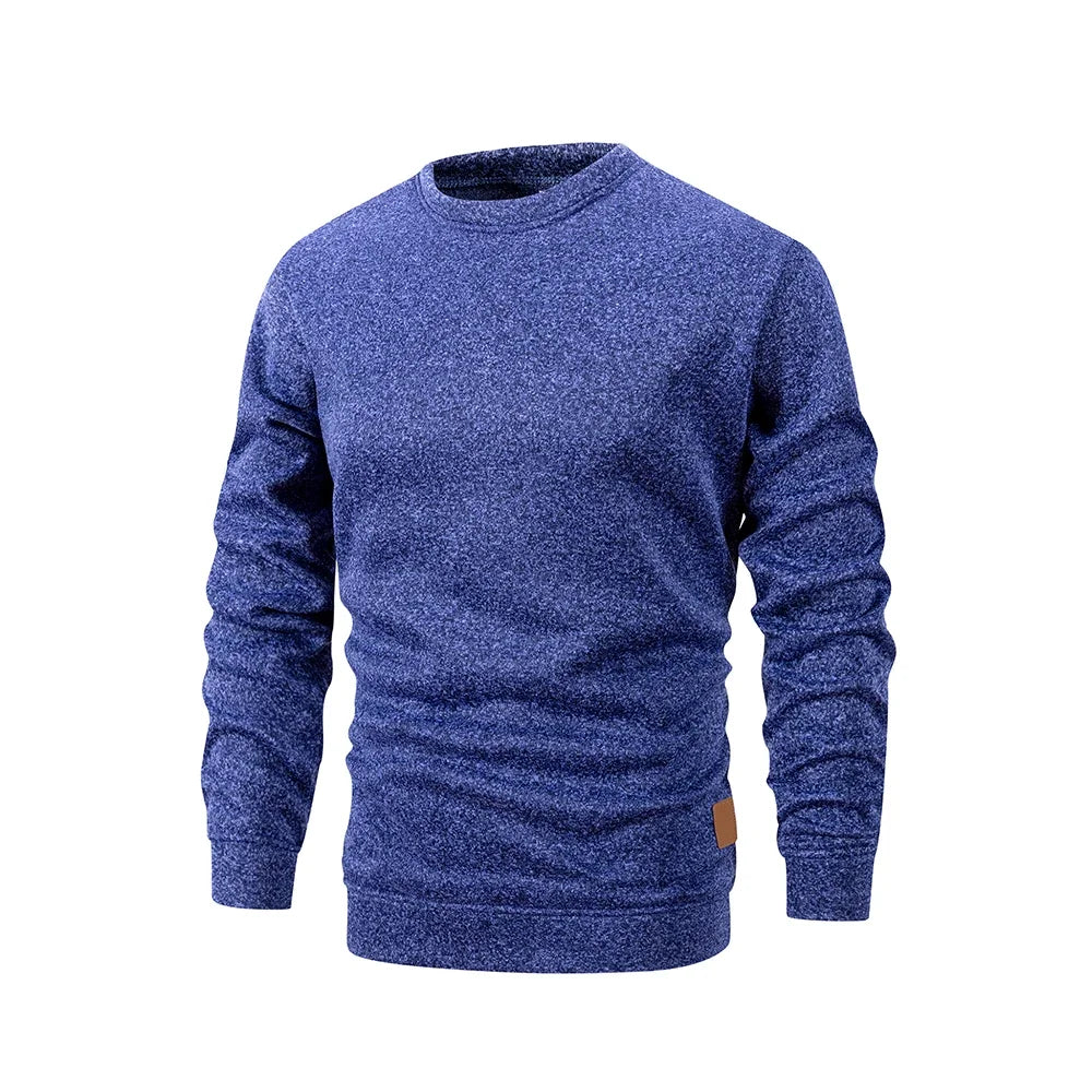 Jersey Hombre Cuello Redondo Pull Casual Deportivo – Forro Polar Sólido Primavera Otoño