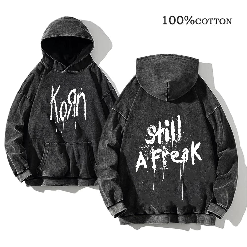 Sudadera Vintage Lavada Korn Rock Band Streetwear