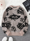 Jersey Jacquard con Motivo de Ojo Abstracto – Pullover Casual Otoño-Invierno