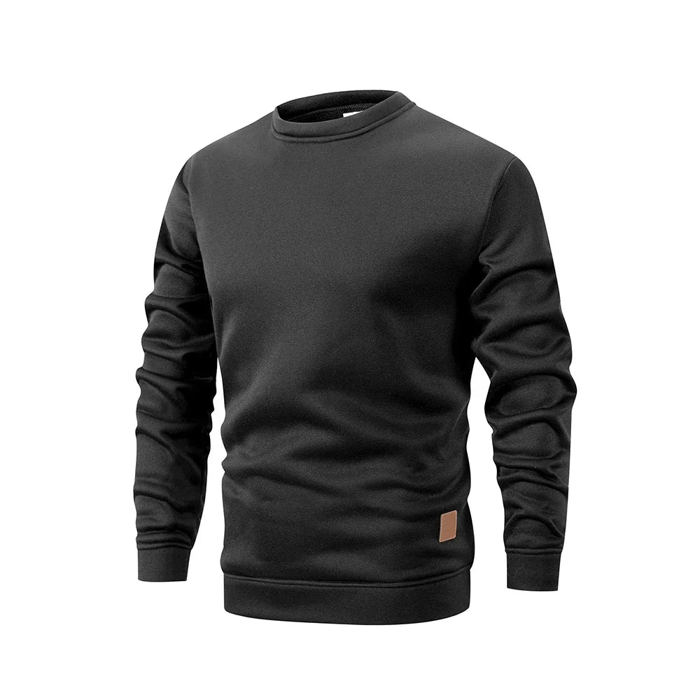 Jersey Hombre Cuello Redondo Pull Casual Deportivo – Forro Polar Sólido Primavera Otoño