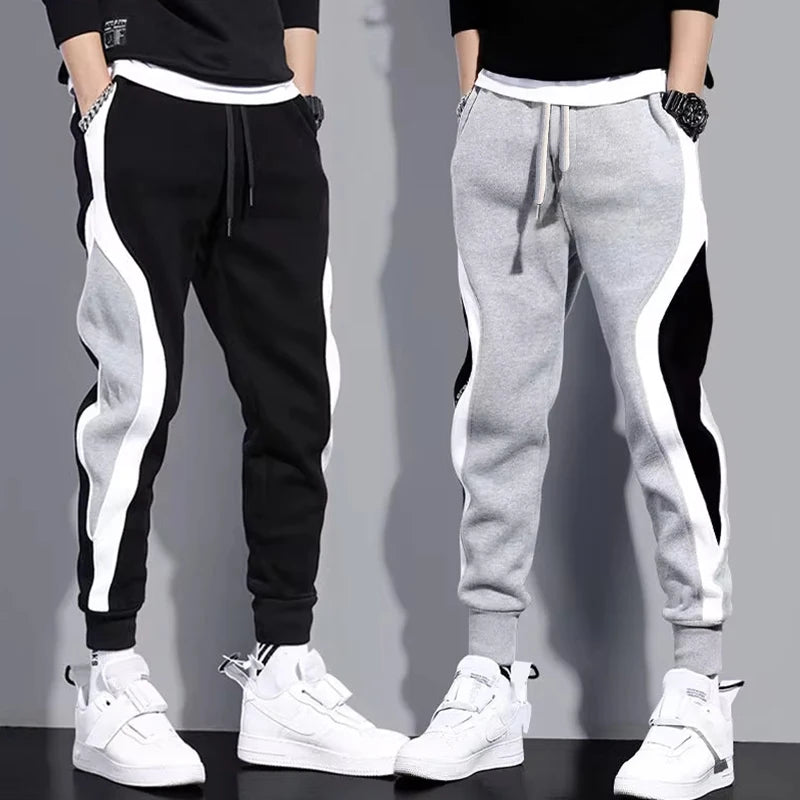 Men's Loose Patchwork Cargo Pants 9/10 – Breathable Elastic Casual Autumn