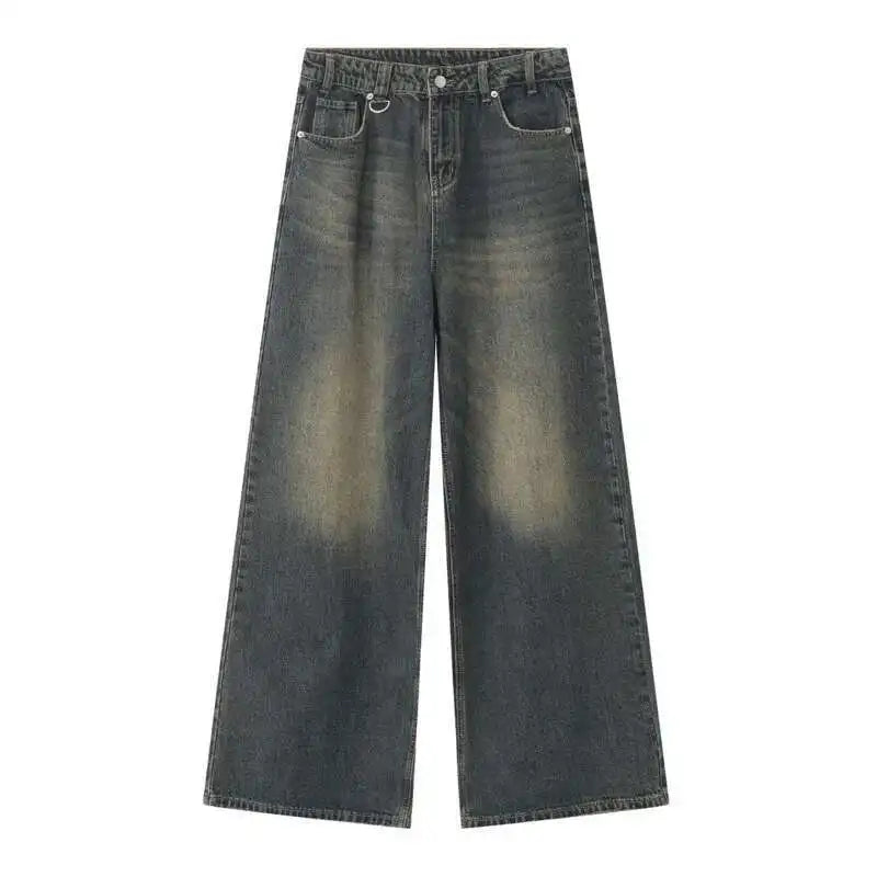 Vaqueros Hombre Camuflaje Pierna Ancha – Denim Casual Vintage Lavado, Talla XS-XL