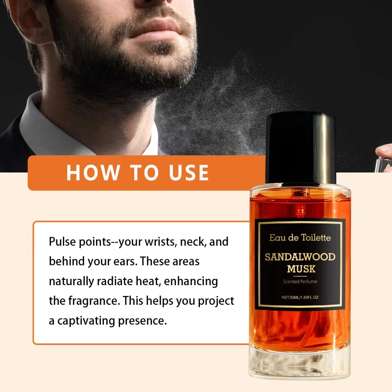 Men's Sandalwood and Musk Perfume, Fresh and Long-Lasting, 50ml – Gentlemanly, Perfect for Dates