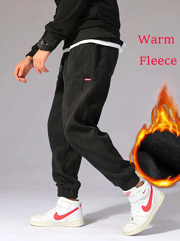 Pantalón Hombre Pana Harem Térmico – Streetwear Moto Jogger Otoño Invierno, Talla S-XXXL