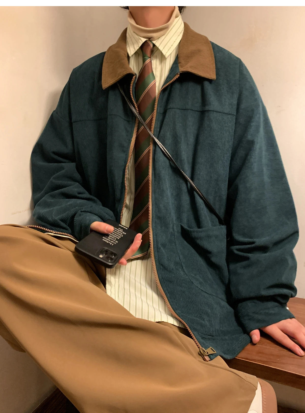 Men's Vintage American Style Corduroy Jacket 2026 Cargo – Zipper Windbreaker Streetwear M-5XL