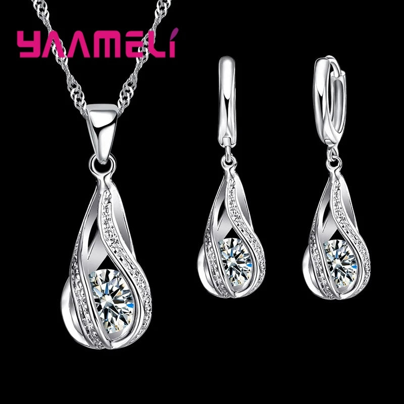 Set Collar & Pendientes Plata 925 con Zirconia – Joya Boda & Fiesta, Regalo