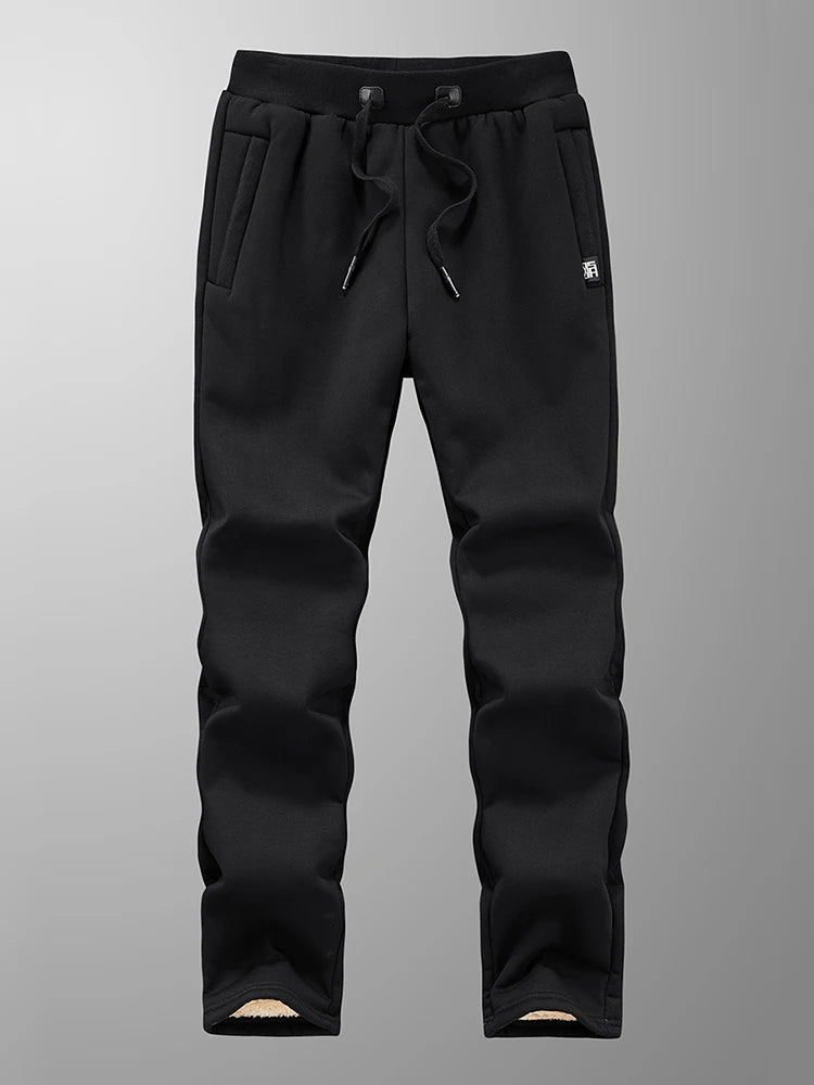 Pantalones de chándal para hombre de invierno: joggers gruesos y cálidos de felpa, ropa deportiva casual de algodón con bolsillos con cremallera y tallas grandes (6XL, 7XL, 8XL).