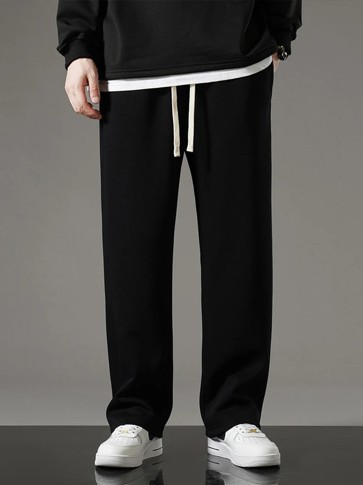 Pantalones Hombre Moda Coreana Pierna Ancha – Sportswear Cordón Casual Holgado Primavera
