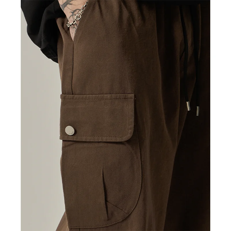 Pantalones Cargo Hombre Vintage Pierna Ancha 2025 – Bolsillos Grandes Cordones Primavera Otoño