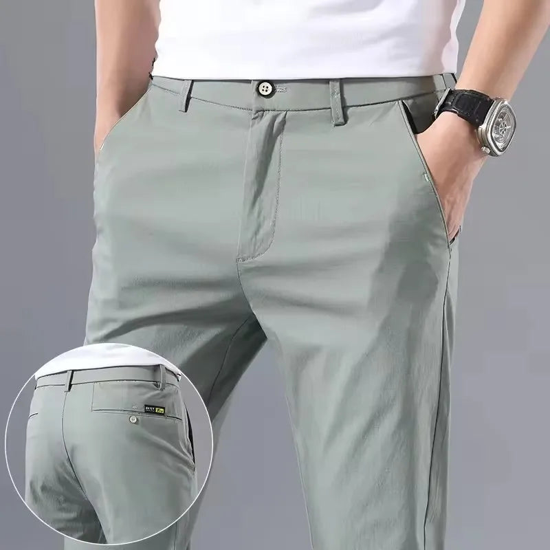 Men's Slim Fit Cotton Stretch Golf Pants 2025 – Korean Business Casual Spring Autumn
