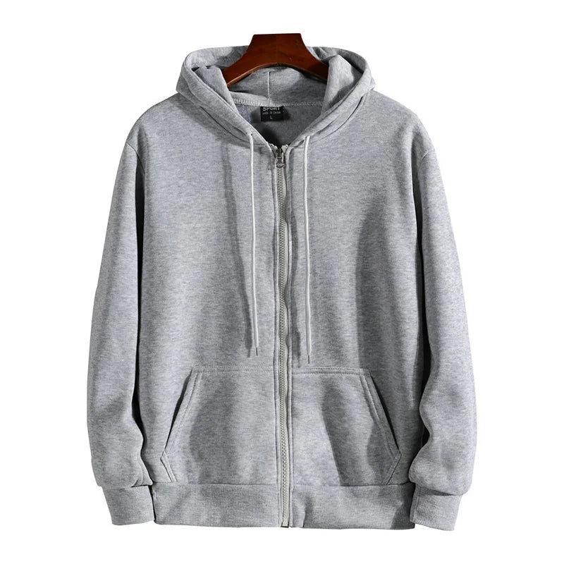 Sudadera Hombre Capucha Cremallera Fit Suelto – Casual Sportwear Otoño Invierno, Talla S-XXXL