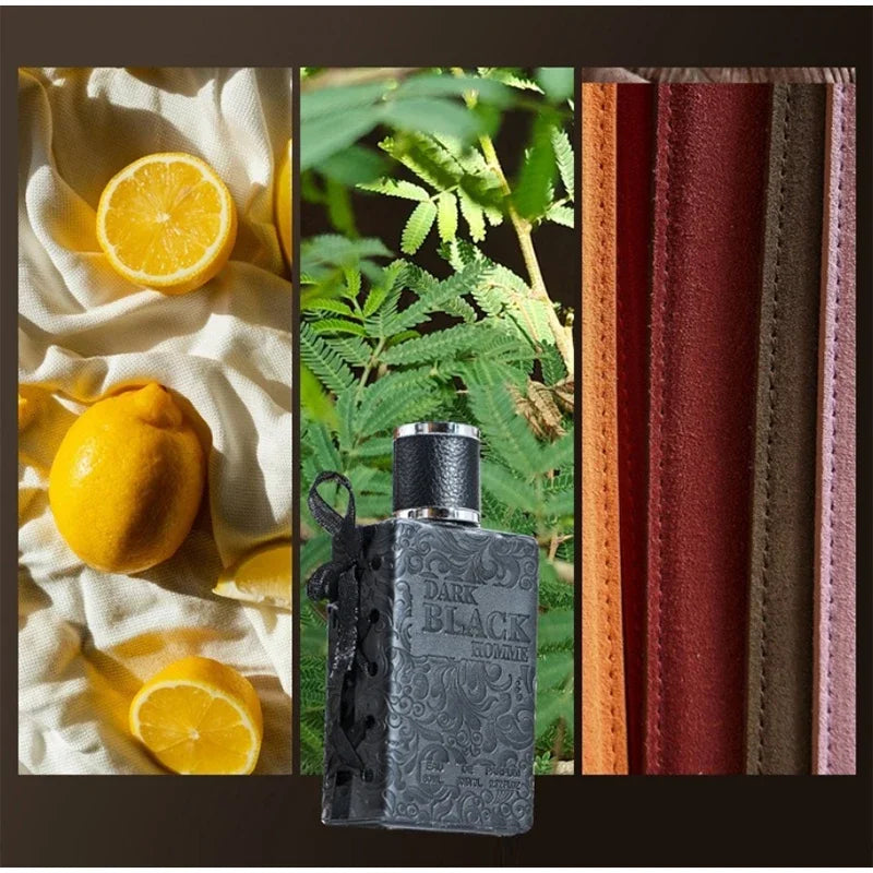 Colonia Hombre Cuero Sándalo Amaderado 80ml – Fresca Natural Ligera Larga Duración Marrón Oscuro