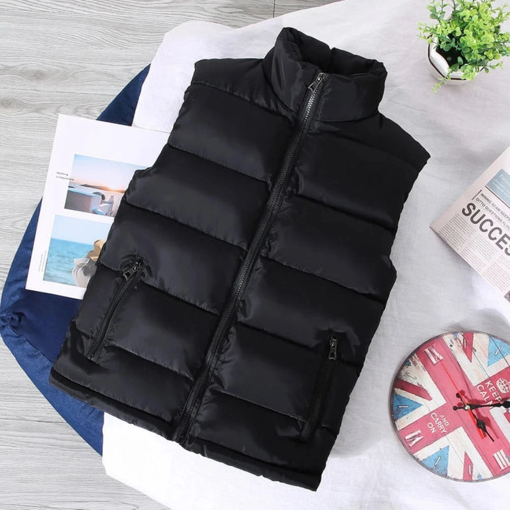 Men's Slim Fit Mandarin Collar Padded Vest – Casual Spring Autumn 2023 Trend
