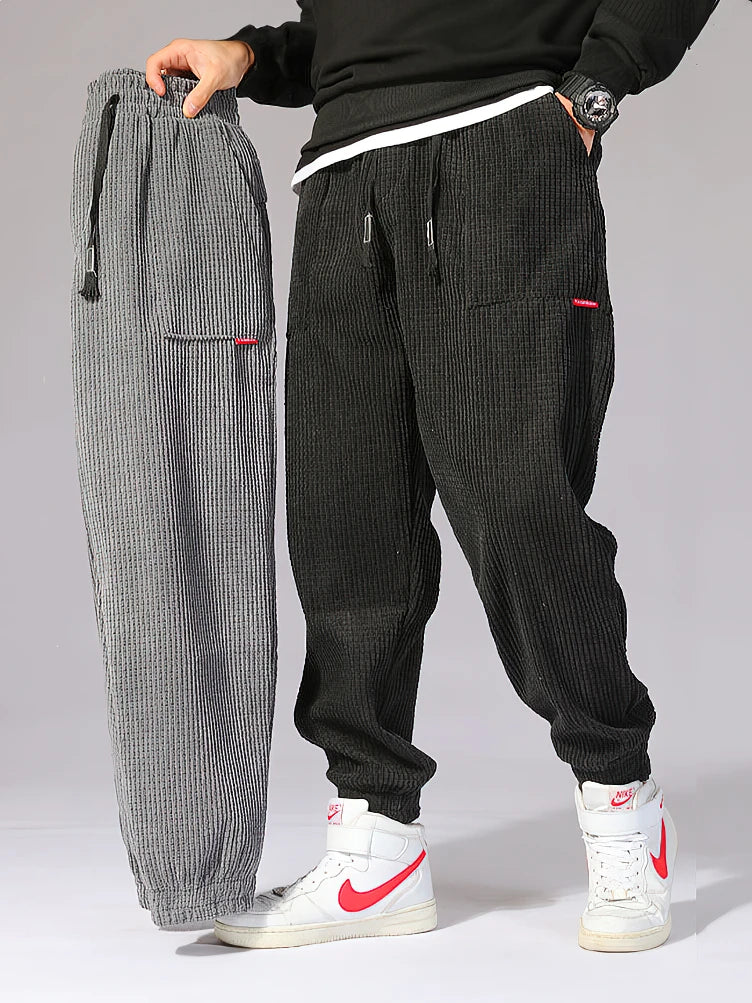 Pantalones Pana Baggy Hombre Tech Fleece Térmico – Jogger Harem Casual Deporte Otoño Invierno