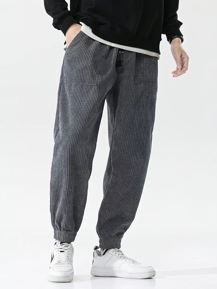 Pantalón Hombre Pana Harem Térmico – Streetwear Moto Jogger Otoño Invierno, Talla S-XXXL