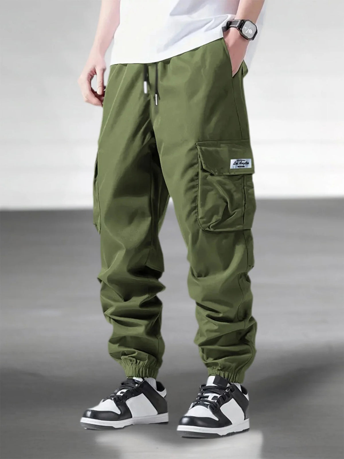 Pantalones cargo para hombre (estilo urbano/trabajo) para primavera y otoño; pantalones casuales con múltiples bolsillos, aptos para entrenamiento, correr y senderismo.