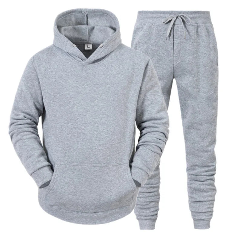 Conjunto Deportivo Hombre Sudadera con Capucha + Pantalones – Chándal Running Jogging Primavera