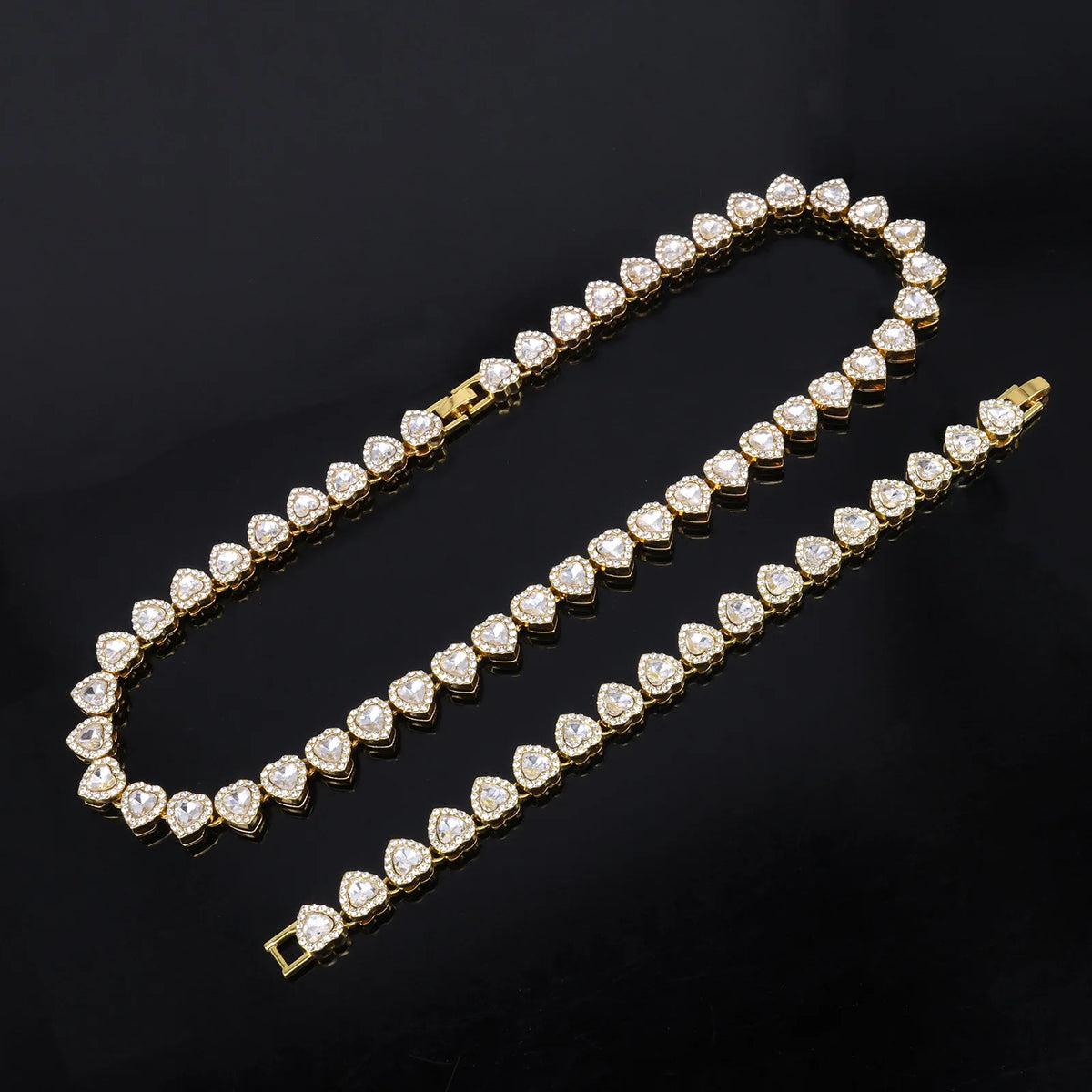 Set Collar & Pulsera Hip Hop con Brillantes – Joya Unisex Tendencia Rock