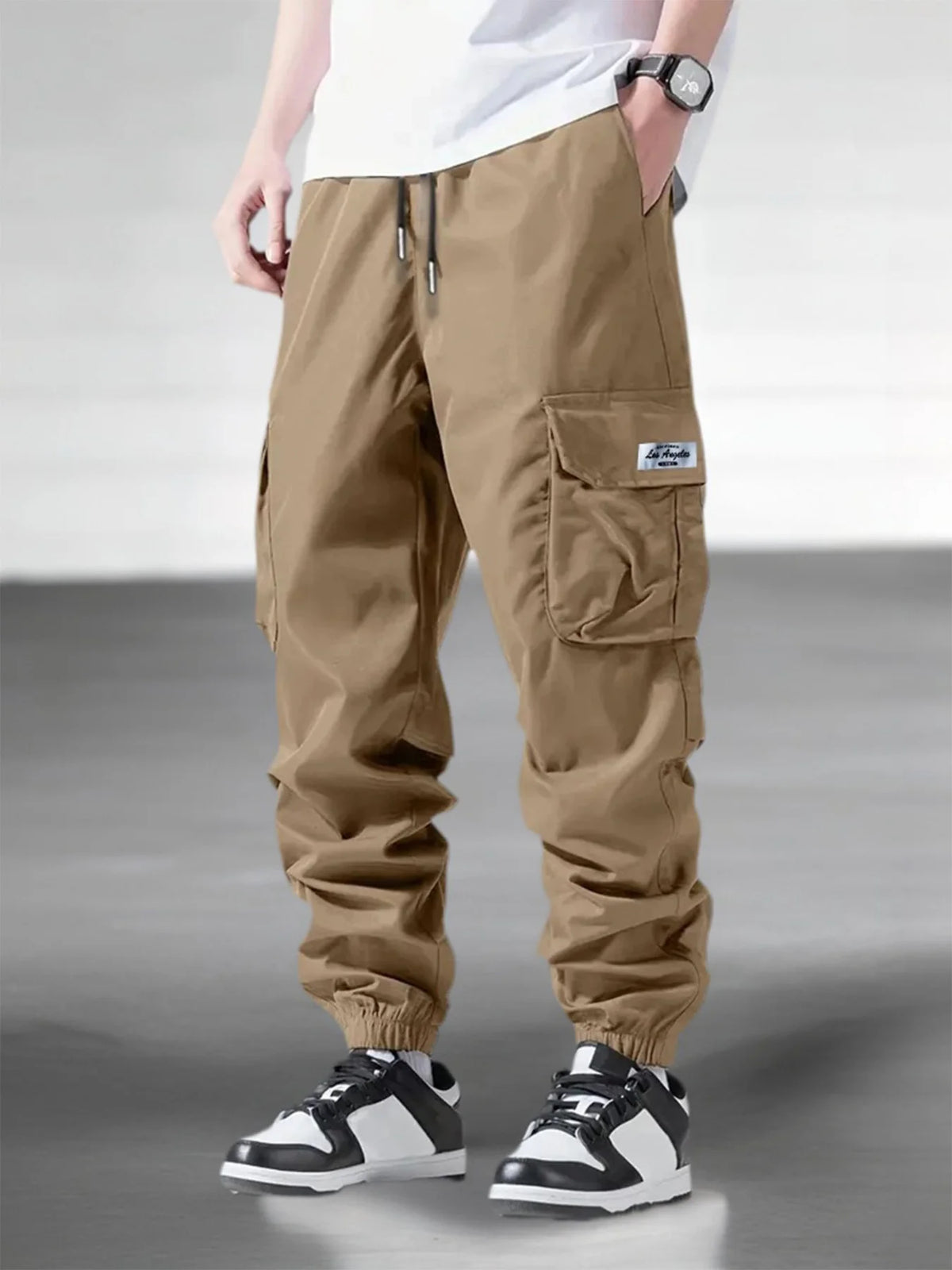 Pantalones cargo para hombre (estilo urbano/trabajo) para primavera y otoño; pantalones casuales con múltiples bolsillos, aptos para entrenamiento, correr y senderismo.