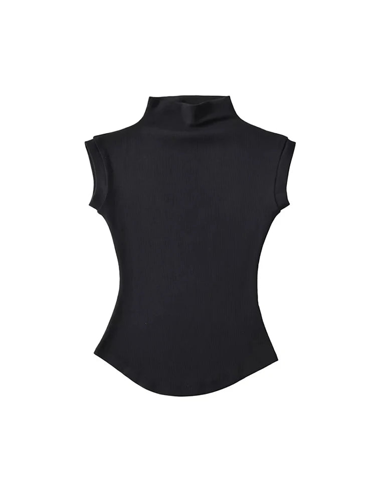 Women's High Neck Slim Fit Sleeveless Top – Summer Streetwear Style